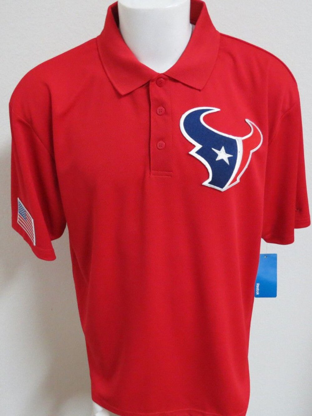 New XL TEXANS Red Reebok Mens db Polyester #25D Polo Shirt